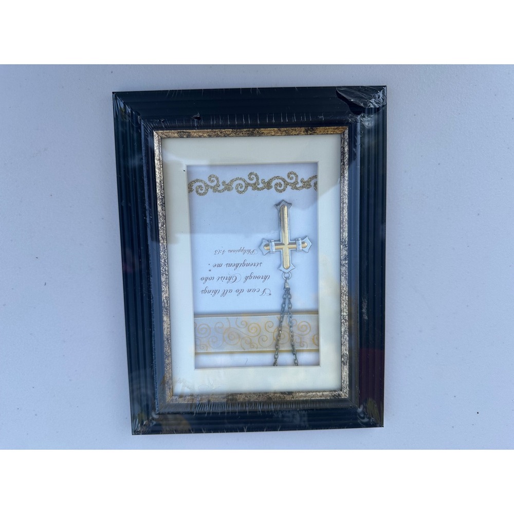 Philippians 4:13 Cross Shadowbox Framed Wall Art Religious Decor 8.5x6.5